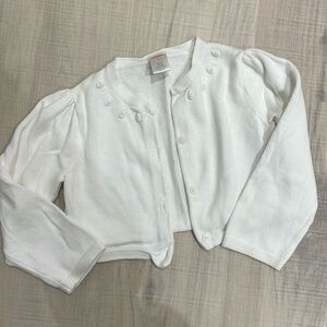 4T white beaded button down cardigan